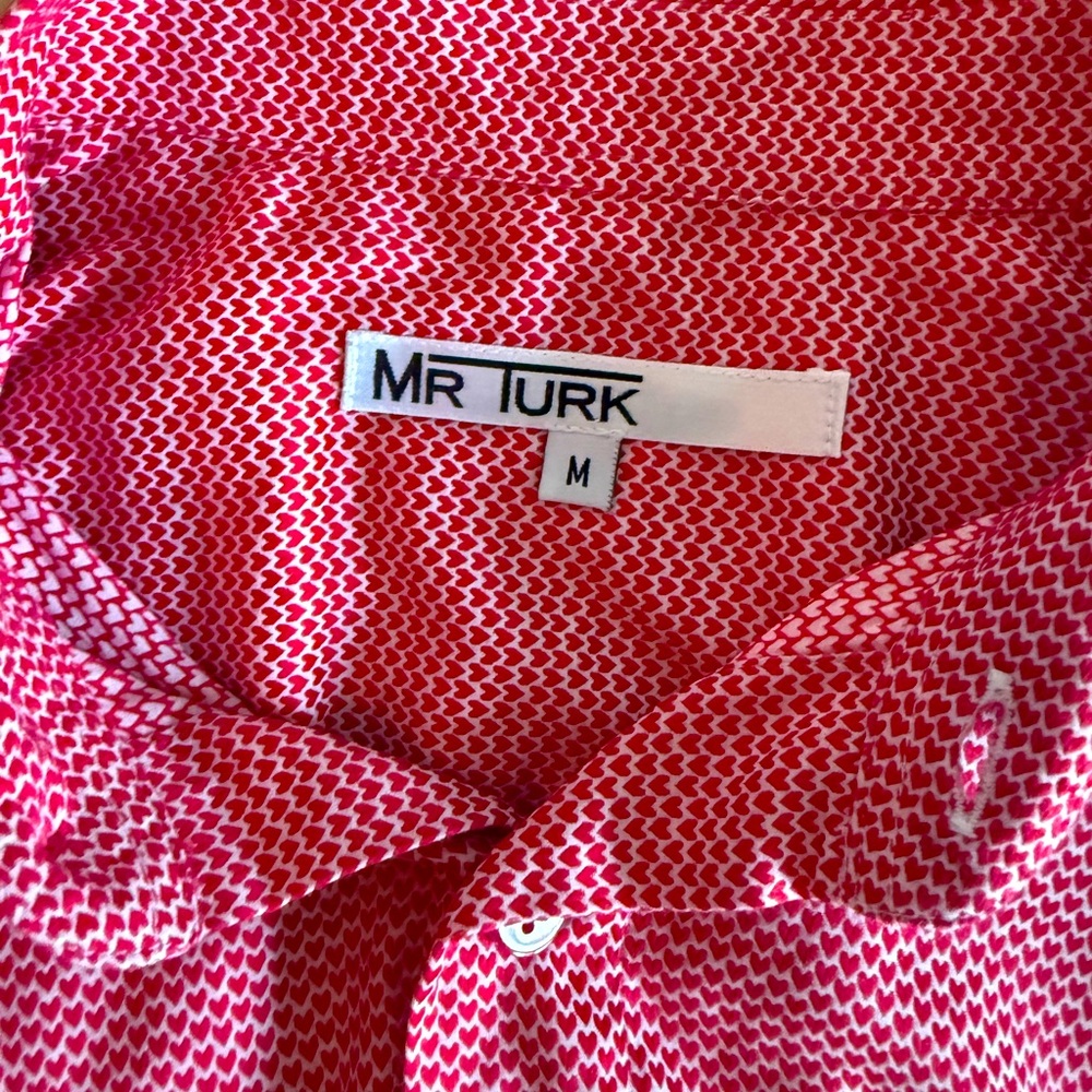 MR TURK Valentine Heart Patterned Short Sleeve Button Up Shirt